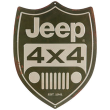 Load image into Gallery viewer, ORB Green &amp; Cream Jeep Shield Metal Sign