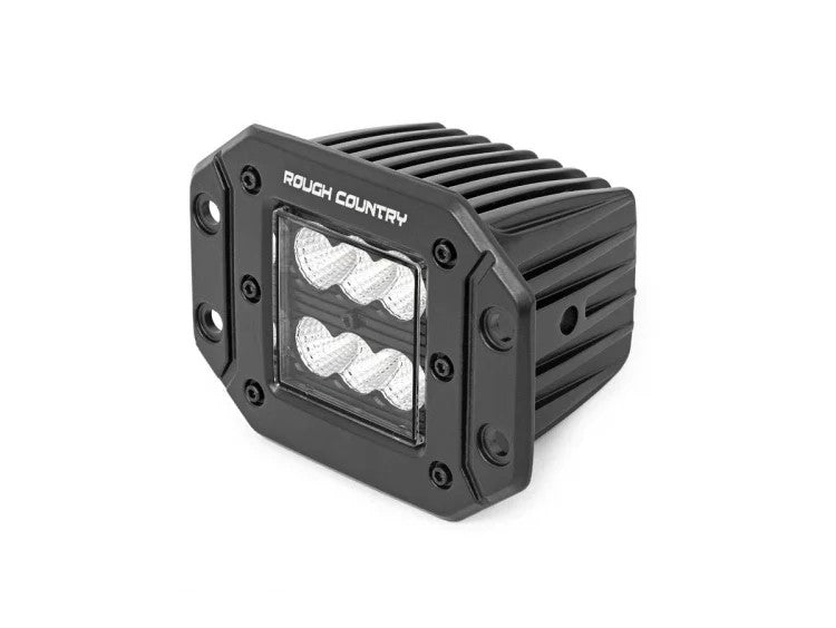 Rough Country LED Light Pods 2 Inch Square Flush Mount Cree LED Lights Pair Black Series, Flood Beam Rough Country - 70113BL