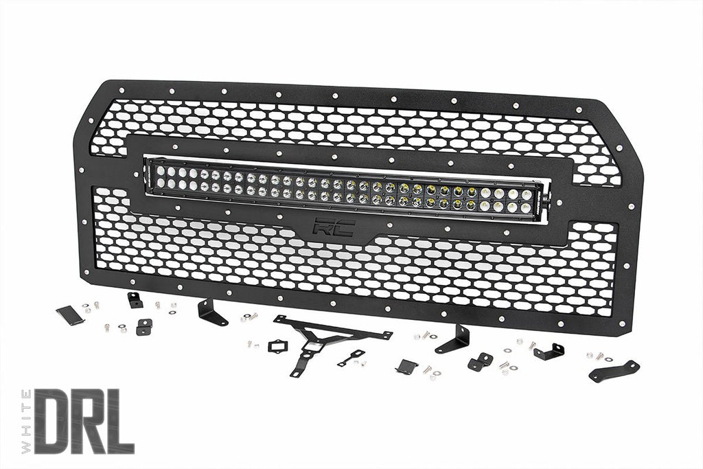 Rough Country Grilles Ford Mesh Grille 30 Inch Dual Row Black Series LED w/Cool White DRL 15-17 F-150 Rough Country - 70193DRL