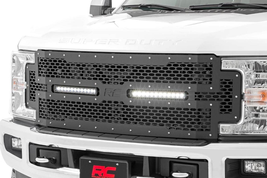 Rough Country Grilles Ford Mesh Grille w/Dual 12 Inch Black-Series LEDs 17-19 Super Duty Rough Country - 70216