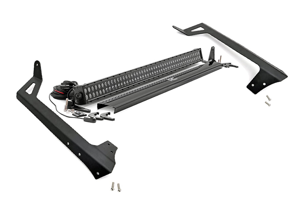 Rough Country LED Light Bars Jeep 50-Inch Straight LED Light Bar Upper Windshield Kit w/ 50 Inch Black Series LED Light 07-18 Wrangler JK Rough Country - 70504BL