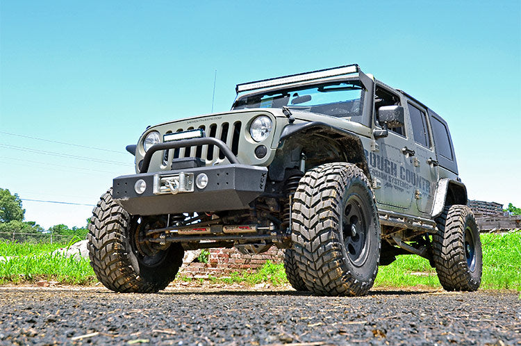 Rough Country LED Light Bars Jeep 50-Inch Straight LED Light Bar Upper Windshield Kit w/ 50 Inch Black Series LED Light 07-18 Wrangler JK Rough Country - 70504BL