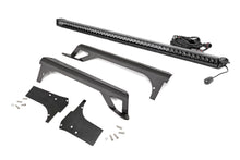 Load image into Gallery viewer, Rough Country LED Light Kit Jeep 50-inch Straight LED Light Bar Upper Windshield Kit w/ Single Row Black Series LED w/ DRL (97-06 TJ) Rough Country - 70588BLDRL
