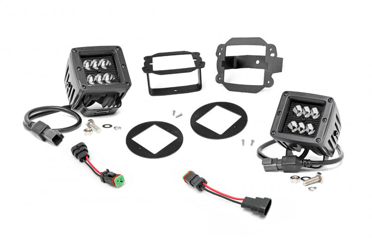 Rough Country LED Light Bars Jeep 2 Inch Cree LED Fog Light Kit Black Series 07-09 JK Wrangler Rough Country - 70623