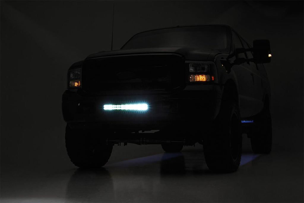 Rough Country Mounting Brackets(Lighting) Ford 20 Inch LED Bumper Kit Chrome Series w/White DRL 05-07 F-250/350 Rough Country - 70664DRL