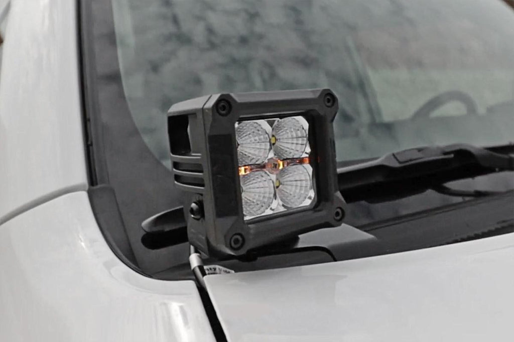 Rough Country LED Light Pods Toyota 4Runner 2 Inch LED Lower Windshield Ditch Kit Black Series w/Amber DRL For 14-Pres 4Runner Rough Country - 70798