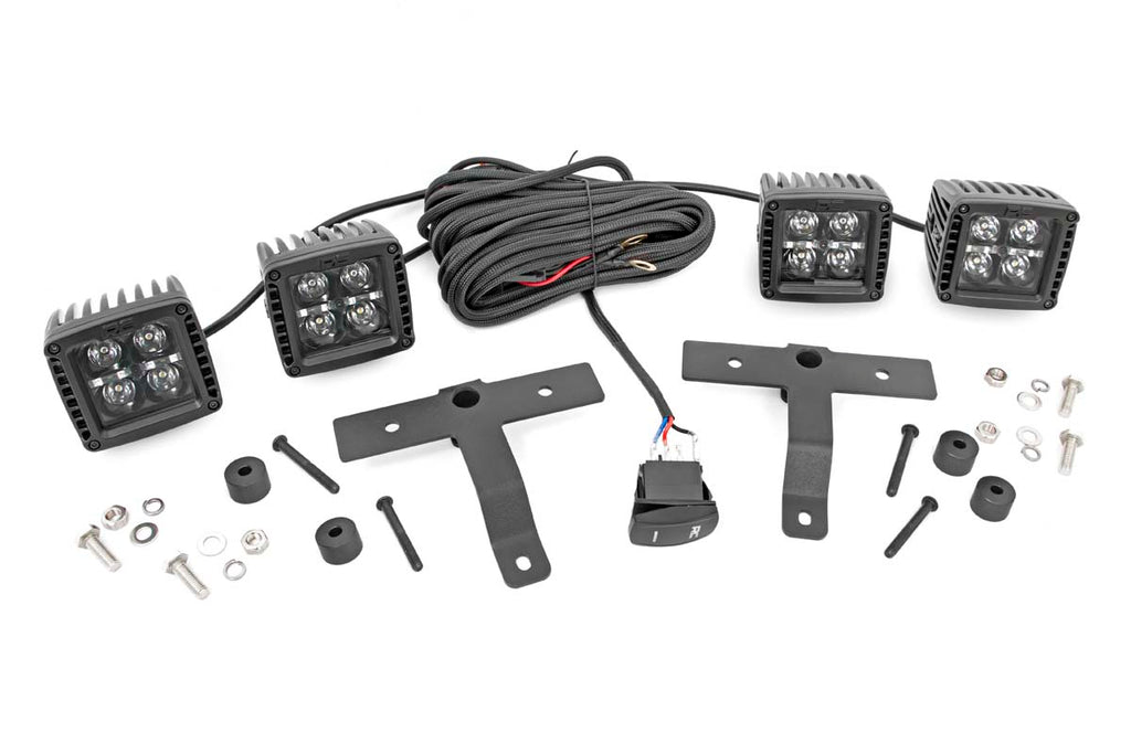 Rough Country LED Light Pods Jeep Quad LED Light Pod Kit -Black Series w/Amber DRL 18-20 JL/20 Gladiator Rough Country - 70823