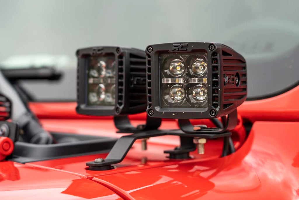 Rough Country LED Light Pods Jeep Quad LED Light Pod Kit -Black Series w/Amber DRL 18-20 JL/20 Gladiator Rough Country - 70823