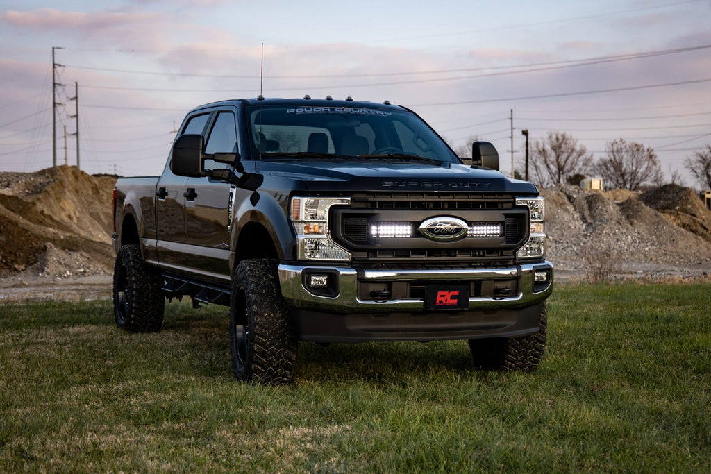 Rough Country LED Light Bars LED Light Kit Grille Mount 10 Inch Black Series Slimline 20-21 Ford Super Duty Rough Country - 70898
