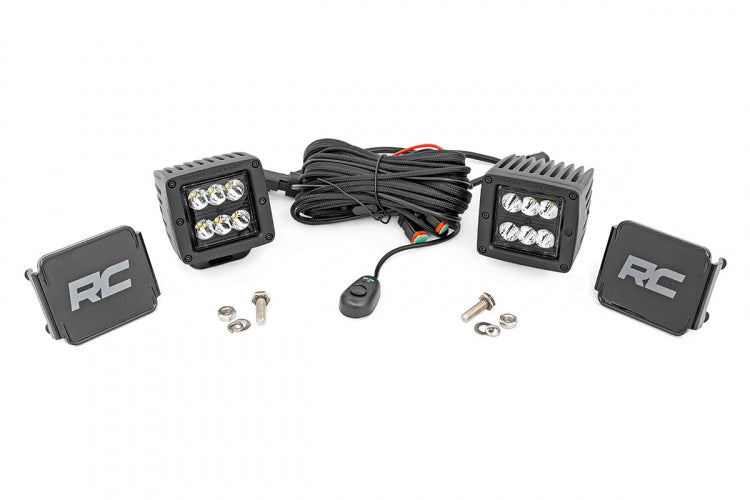 Rough Country LED Light Bars 2 Inch Square Cree LED Lights Pair Black Series, Spot Beam Rough Country - 70903BL