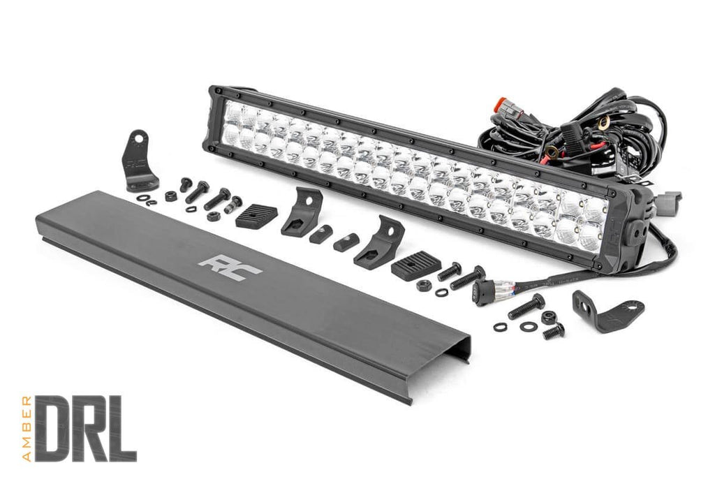 Rough Country LED Light Pods 20-inch Cree LED Light Bar Dual Row Chrome Series w/ Amber DRL Rough Country - 70920DA