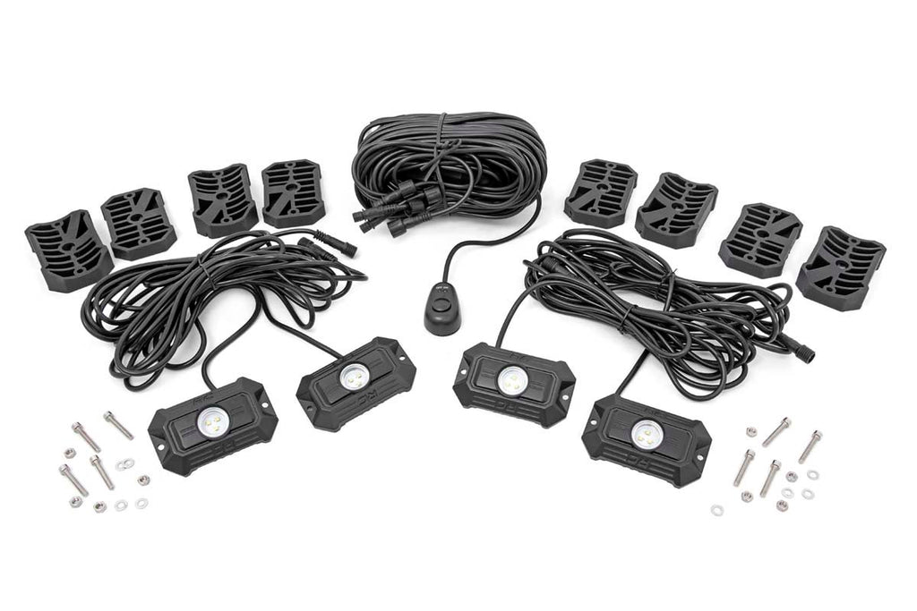 Rough Country Rock Lights Deluxe LED Rock Light Kit 4 Pods Rough Country - 70980