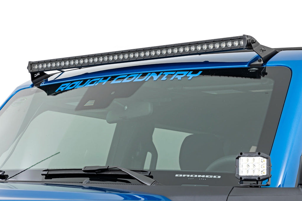 Rough Country LED Light Bars LED Light Upper Windshield 40 Inch Black Single Row 21-22 Ford Bronco Rough Country - 71041