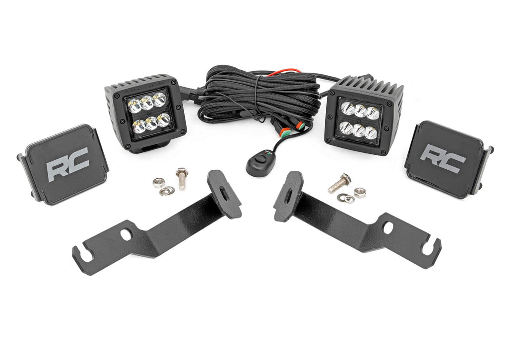 Rough Country LED Light Kit LED Light Kit Ditch Mount 2 Inch Black Pair Spot Toyota Tacoma 05-15 Rough Country - 71087