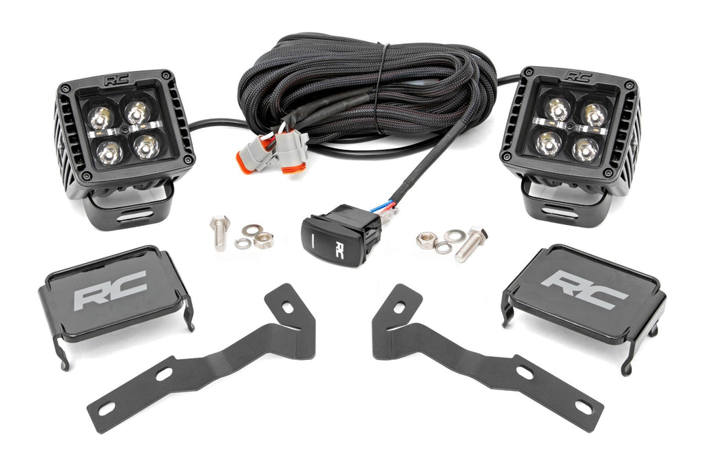 Rough Country LED Light Kit LED Light Kit Ditch Mount 2 Inch Black Pair Amber DRL Toyota Tacoma (05-15) Rough Country - 71090
