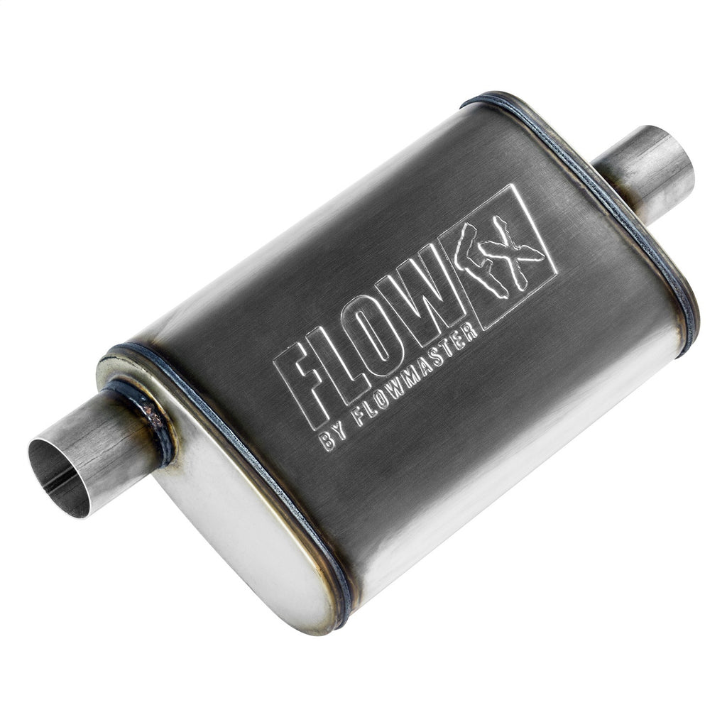 Flowmaster Exhaust Muffler FlowFX Muffler; 2.25 Offset In/2.25 Center Out; Clamp On; 409 Stainless Steel; - 71225