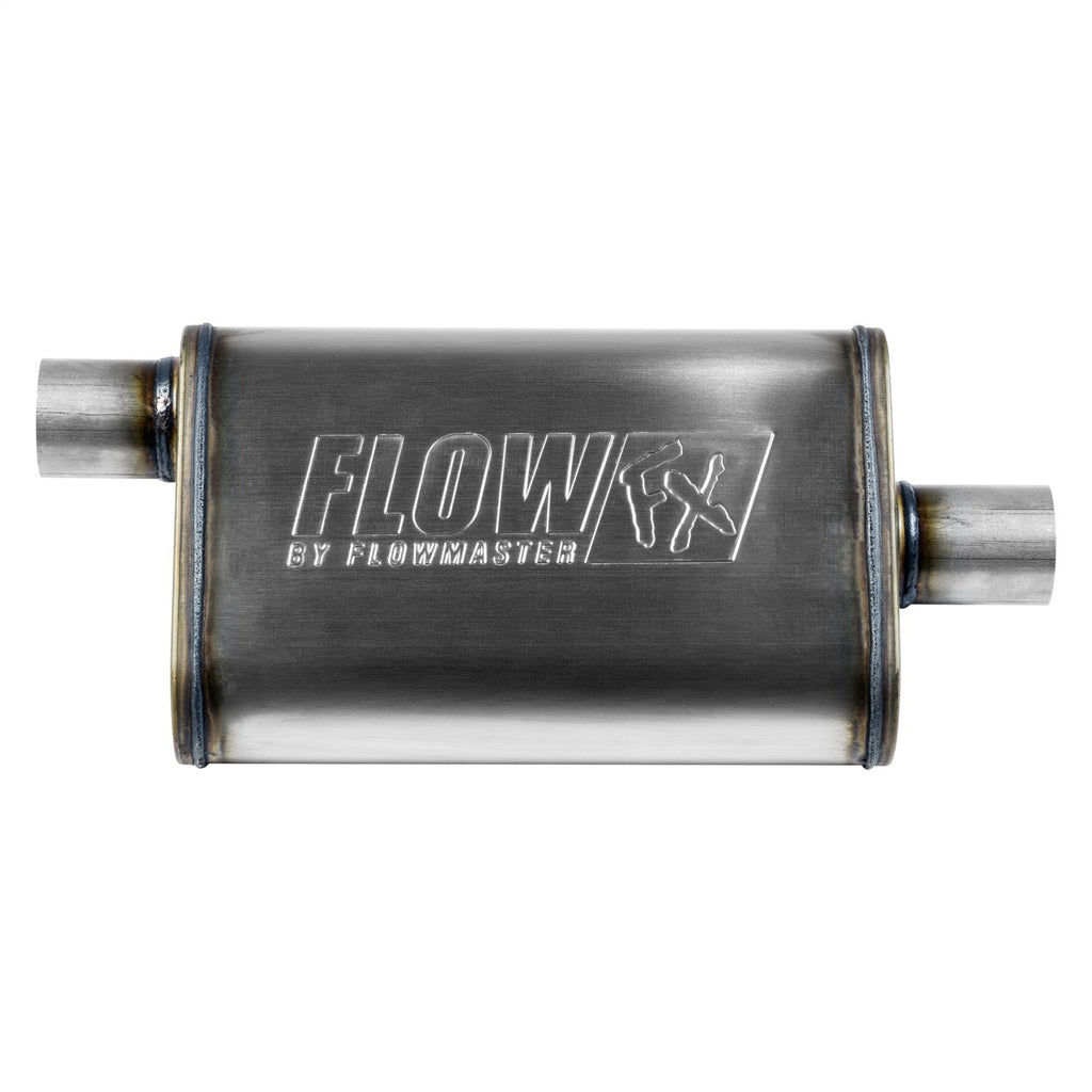 Flowmaster Exhaust Muffler FlowFX Muffler; 2.25 Offset In/2.25 Center Out; Clamp On; 409 Stainless Steel; - 71225