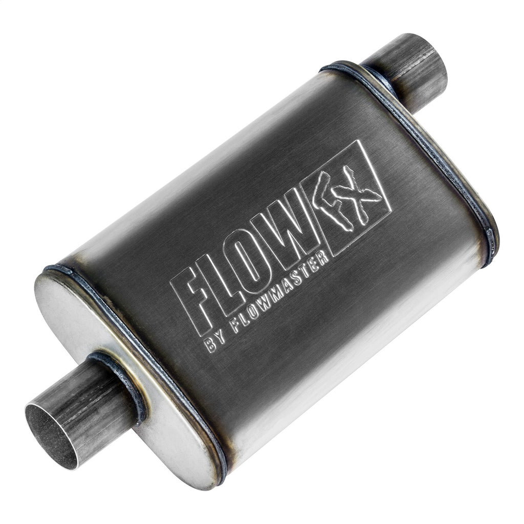 Flowmaster Exhaust Muffler FlowFX Muffler; 2.5 Offset In/2.5 Center Out; Clamp On; 409 Stainless Steel; - 71226