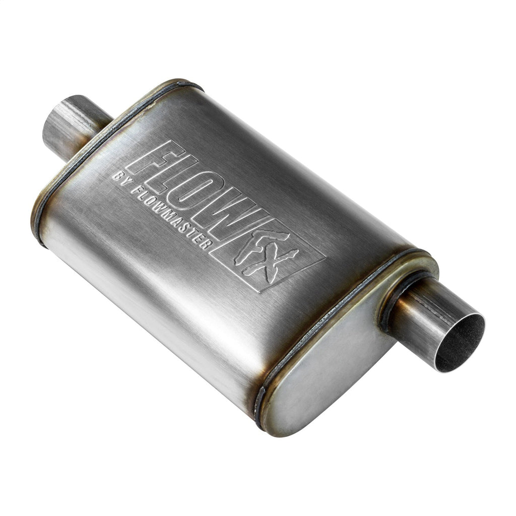 Flowmaster Exhaust Muffler FlowFX Muffler; 2.5 Offset In/2.5 Center Out; Clamp On; 409 Stainless Steel; - 71226