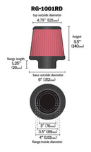 Load image into Gallery viewer, K&amp;N Engineering Air Filters - Universal Fit K&amp;N Universal Air Filter Chrome Round Tapered Red - 4in Flange ID x 1.125in Flange Length x 5.5in H