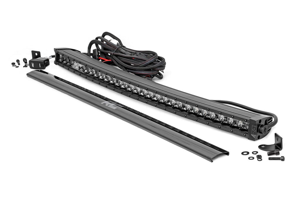 Rough Country LED Light Bars 30 Inch Curved CREE LED Light Bar Single Row Black Series w/Cool White DRL Rough Country - 72730BLDRL
