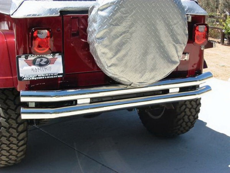 Rampage Bumpers - Steel Rampage 1976-1983 Jeep CJ5 Double Tube Rear Bumper - Stainless