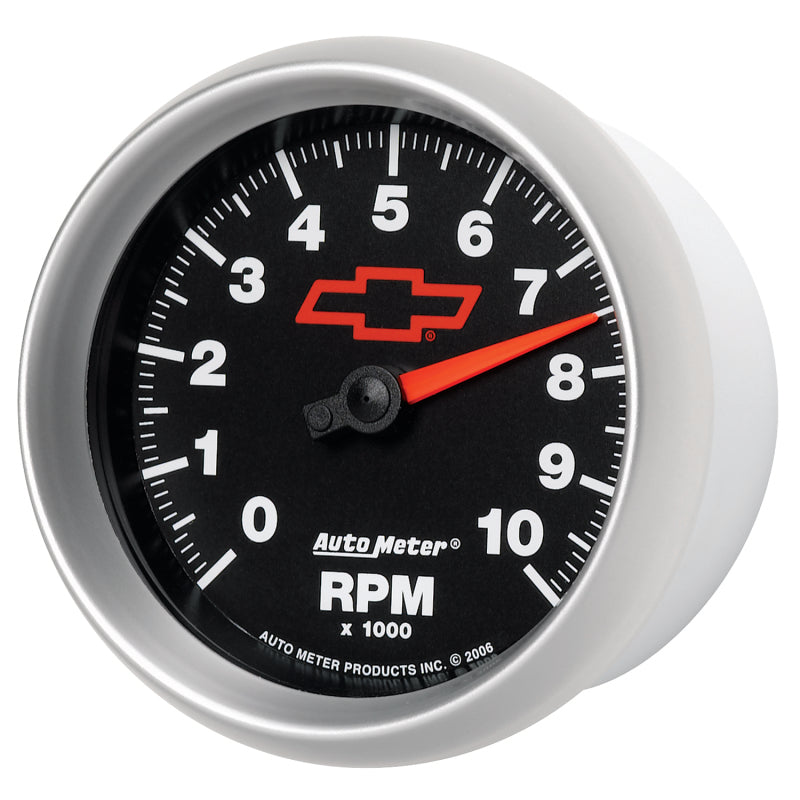 AutoMeter Gauges AutoMeter Gauge Tachometer 3-3/8in. 10K RPM In-Dash Chevy Red Bowtie Black