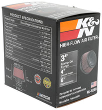 Load image into Gallery viewer, K&amp;N Engineering Air Filters - Universal Fit K&amp;N Universal Round Clamp-On Air Filter 3in Flange ID x 6in Base OD x 4.625in Top OD x 3in Height