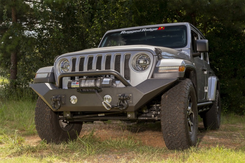 Rugged Ridge Bumpers - Steel Rugged Ridge Spartan Front Bumper HCE W/Overrider 18-20 Jeep Wrangler JL/JT