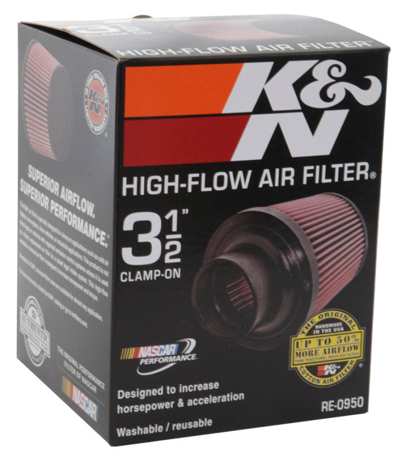 K&N Engineering Air Filters - Universal Fit K&N Universal Rubber Filter 3 1/2inch ID FLG / 6inch Base / 4-5/8inch Top / 6inch Height