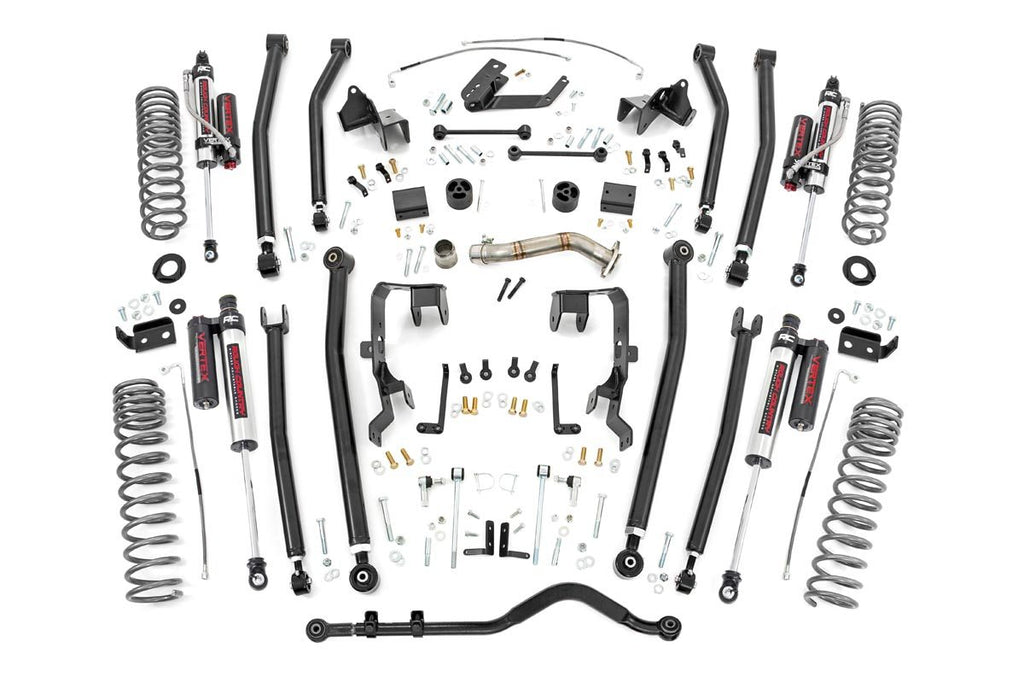 Rough Country Lift Kits 4.0 Inch Jeep Long Arm Suspension Lift Kit w/ Vertex Adjustable Reservoir Shocks 12-18 Wrangler JK 4-door Rough Country - 78650A