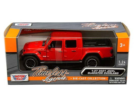 Motormax Motormax 1:27 W/B - Timeless Legends - 2021 Jeep Gladiator Overland Hard Top (Red)