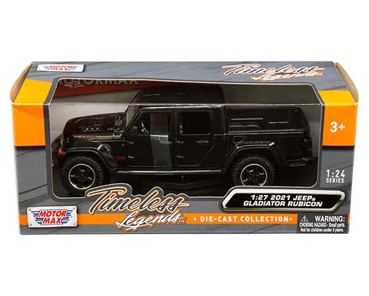 Motormax Motormax 1:27 2021 Jeep Gladiator Rubicon Hard Top (Black) - Timeless Legends Window Box
