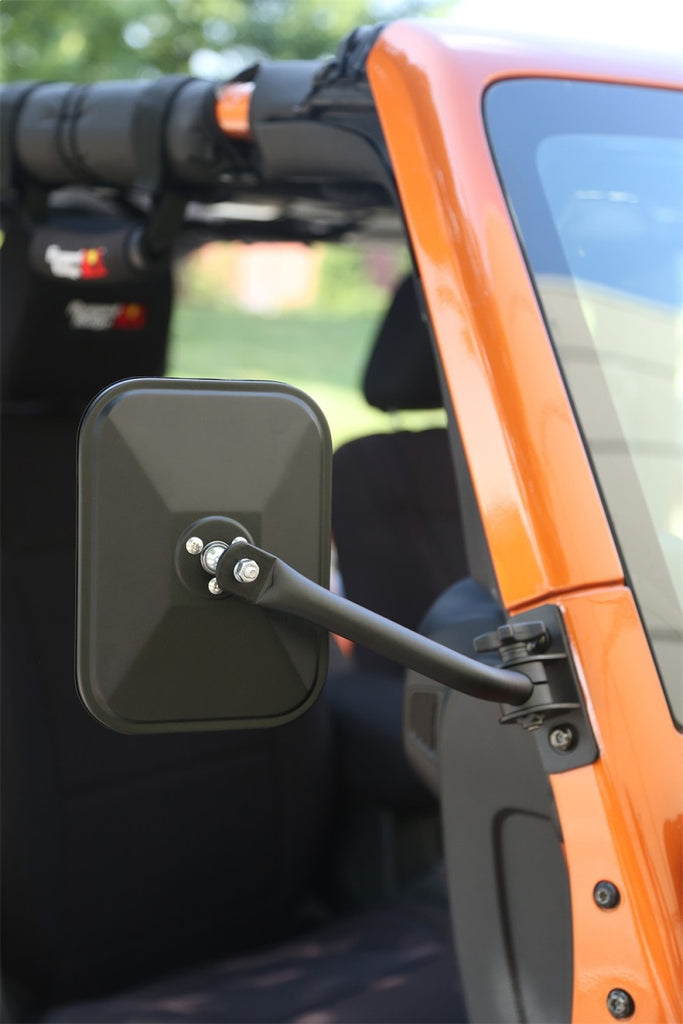 Rugged Ridge Exterior Trim Rugged Ridge 97-18 Jeep Wrangler Textured Black Rectangluar Quick Release Mirror