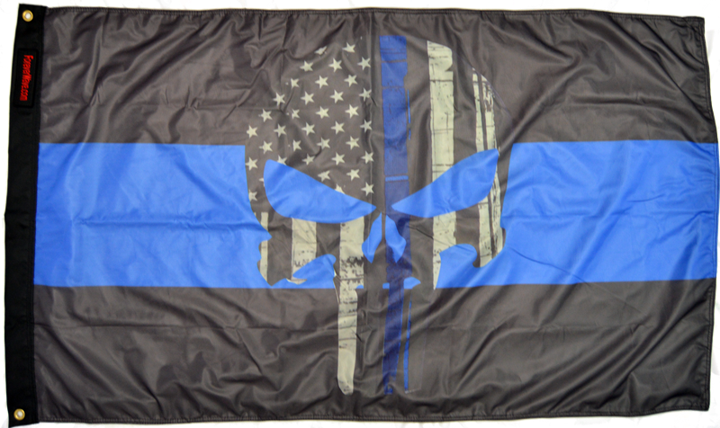 Forever Wave Flags 3x5'  Thin Blue Line Punisher Flag Forever Wave - 8037