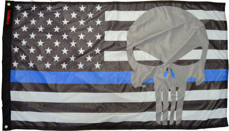 Forever Wave Flags 3x5' USA Subdued Thin Blue Line Punisher Flag Forever Wave - 8042