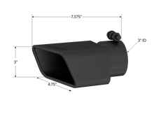 Load image into Gallery viewer, MBRP Tips MBRP Universal Tip 4.75inx 3in Rectangle Angled Cut 3in O.D. inlet Pass. Side 7.375in length Black