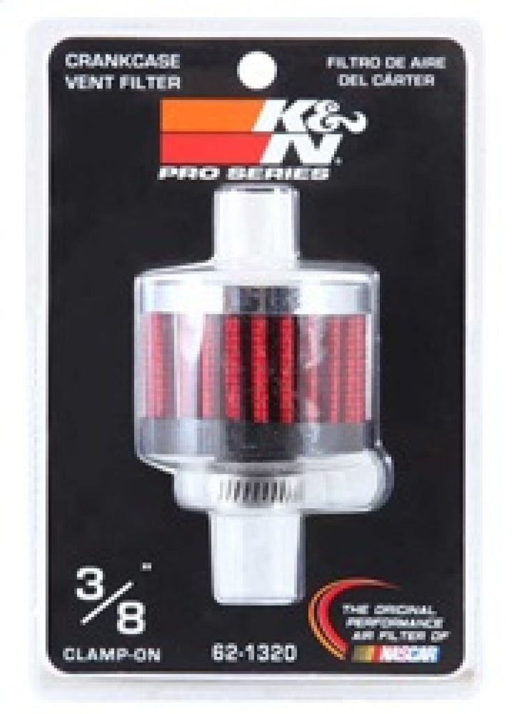 K&N Engineering Air Filters - Universal Fit K&N Clamp On Rubber Base Crankcase Vent Filter 0.375in Flange ID x 2in OD x 1.5in Height