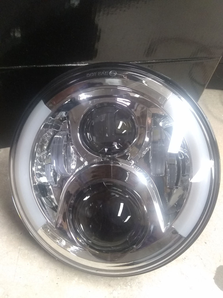 Quake LED Headlight Jeep Wrangler JK CJ TJ 7 Headlight Half Halo Drl Amber Turn Signal - QTE822