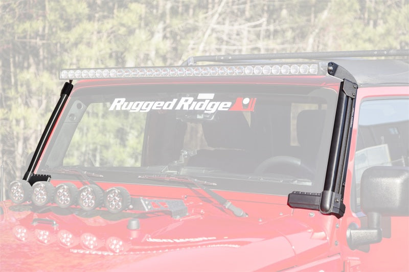 Rugged Ridge Light Mounts Rugged Ridge 07-18 Jeep Wrangler JK Elite Fast Track Windshield Light Bar Mount w/o Crossbar