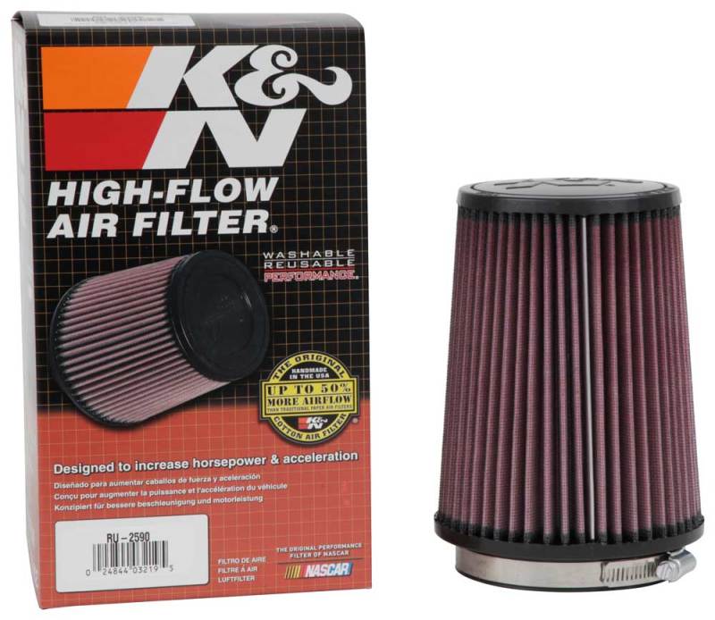 K&N Engineering Air Filters - Universal Fit K&N Filter Universal Rubber Filter 4 inch Flange 5 3/8 inch Base 4 3/8 inch Top 7 inch Height
