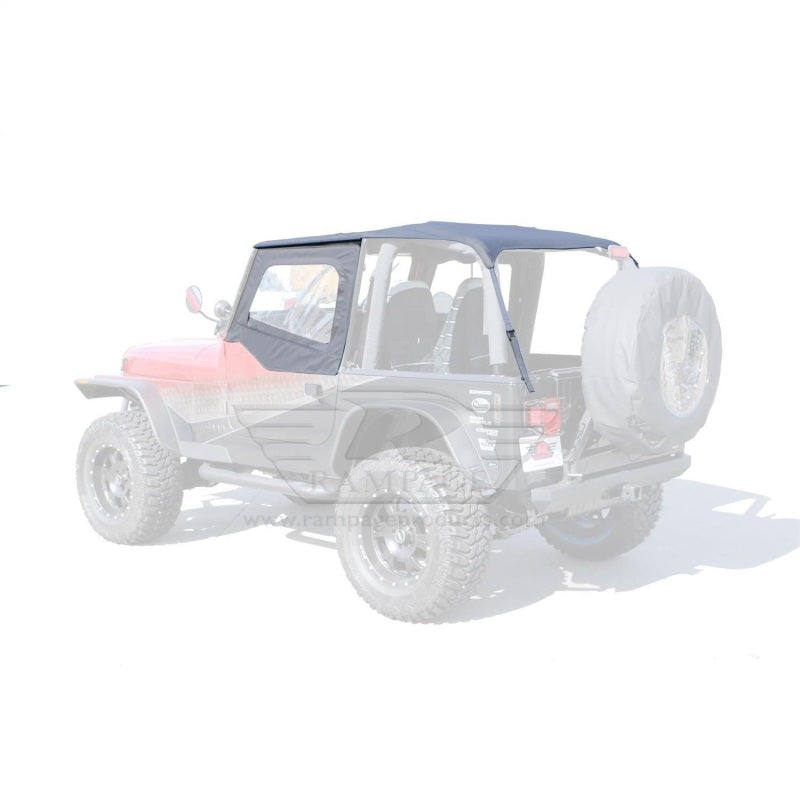 Rampage Soft Tops Rampage 1992-1995 Jeep Wrangler(YJ) Frameless Soft Top Kit - Black Diamond