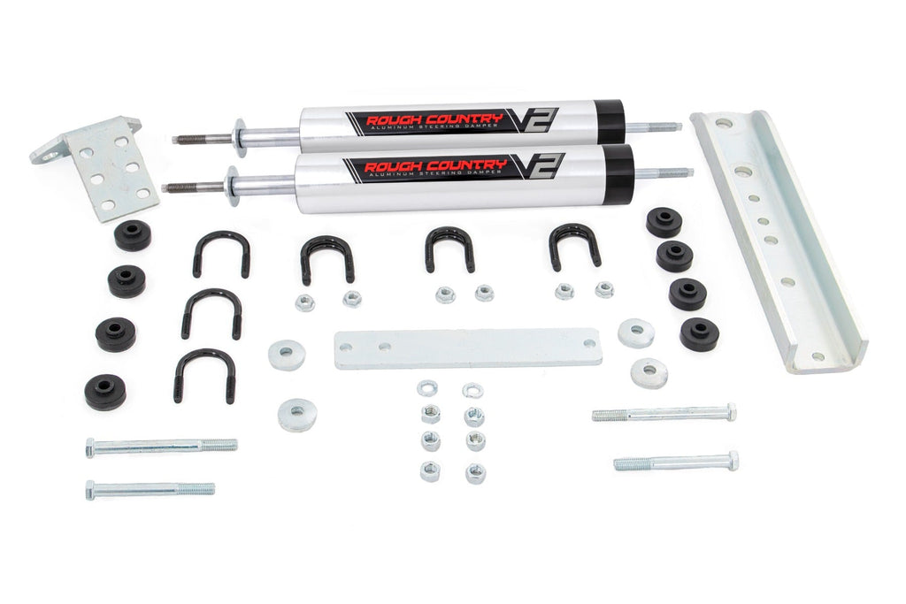 Rough Country Steering Stabilizer V2 Steering Stabilizer Dual 80-96 Ford Bronco/F-150 Rough Country - 8733870