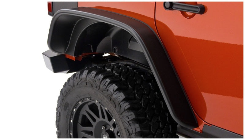 Bushwacker Fender Flares Bushwacker 07-18 Jeep Wrangler Unlimited Flat Style Flares 2pc 4-Door Sport Utility Only - Black