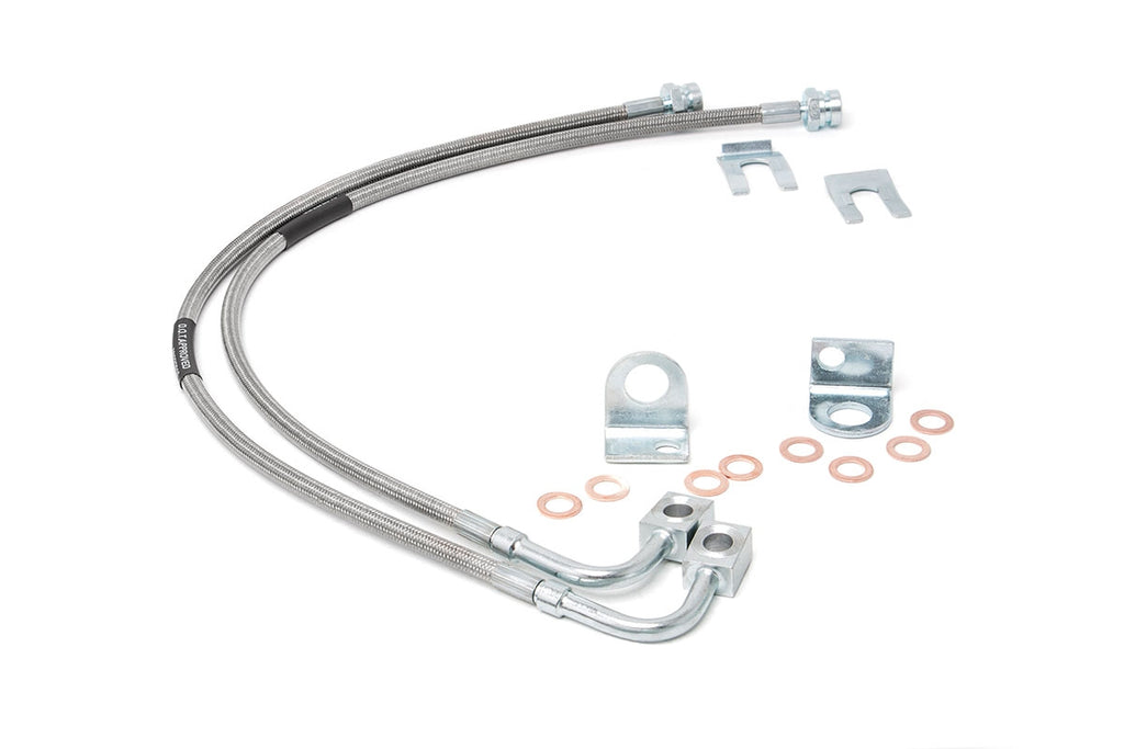 Rough Country Brake Lines Jeep Front Stainless Steel Brake Lines 4.0-6.0 Inch 07-18 Wrangler JK Rough Country - 89707