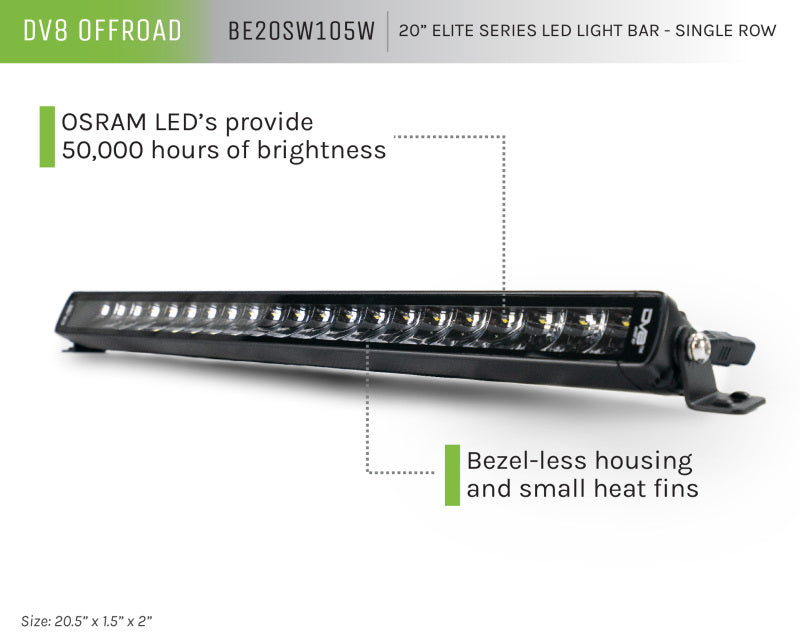DV8 Offroad Light Bars & Cubes DV8 Offroad 20in Elite Series Light Bar 105W LED - Single Row