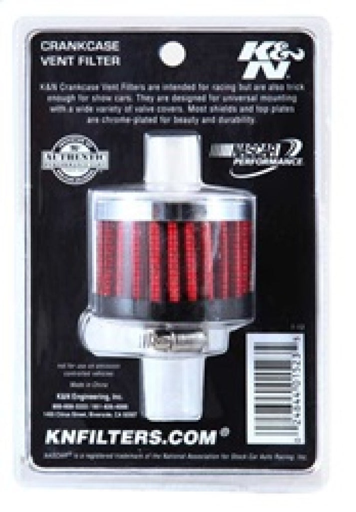 K&N Engineering Air Filters - Universal Fit K&N Clamp On Rubber Base Crankcase Vent Filter 0.375in Flange ID x 2in OD x 1.5in Height