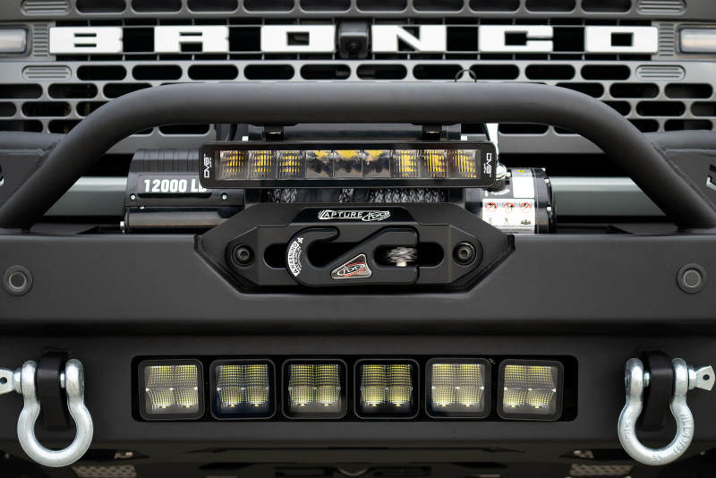 DV8 Offroad Bumpers - Steel DV8 Offroad 2021+ Ford Bronco Modular Front Bumper Winch Capable w/ Auxiliary Light Mounts