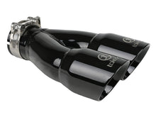 Load image into Gallery viewer, aFe Tips aFe Takeda 2.5in 304 Stainless Steel Clamp-on Exhaust Tip 2.5in Inlet 3in Dual Outlet - Black