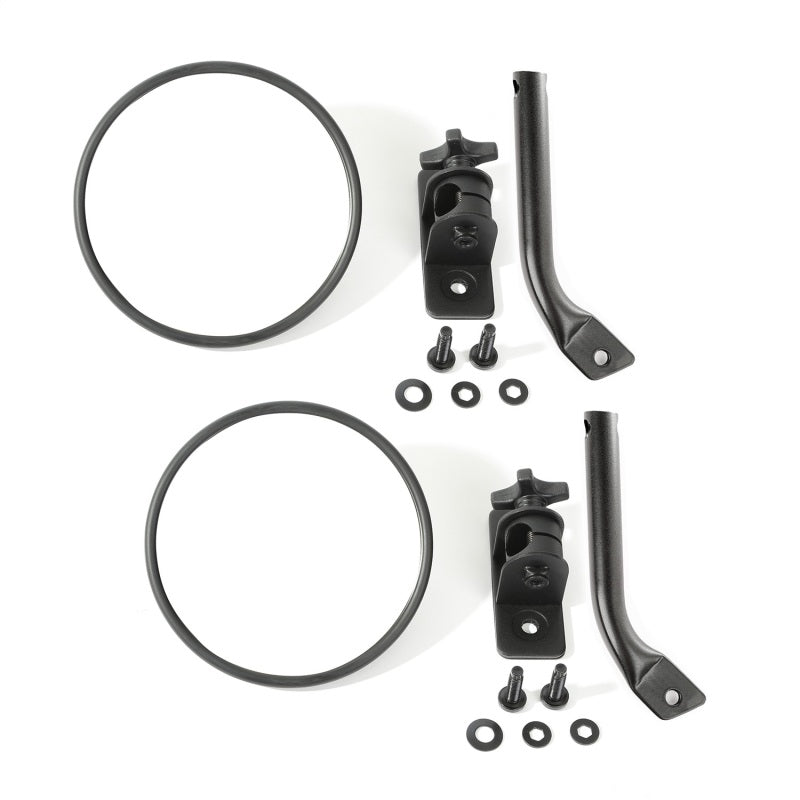 Rugged Ridge Exterior Trim Rugged Ridge 97-18 Jeep Wrangler Textured Black Round Stubby Trail Mirror Kit